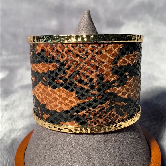 Gold with Leopard Print Cuff - Picture 1 of 10